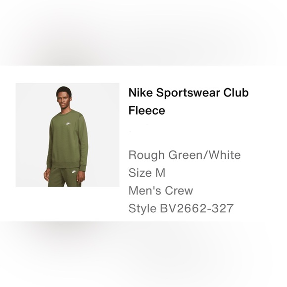 Nike Sportswear Club Fleece. Sz.M. Color: Rough Green & White. - Picture 4 of 4